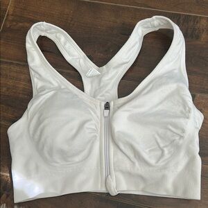 Women's White Zip-Front Sports Bra